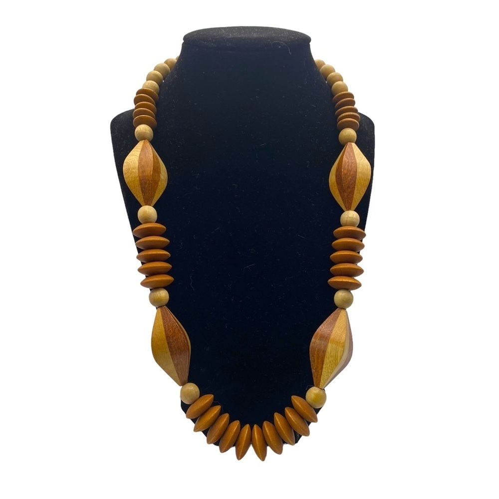 Vintage Boho Wooden Beaded Necklace